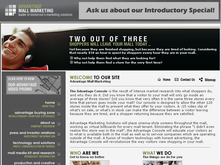 Advantage Mall Marketing (Flash Intro, Website)