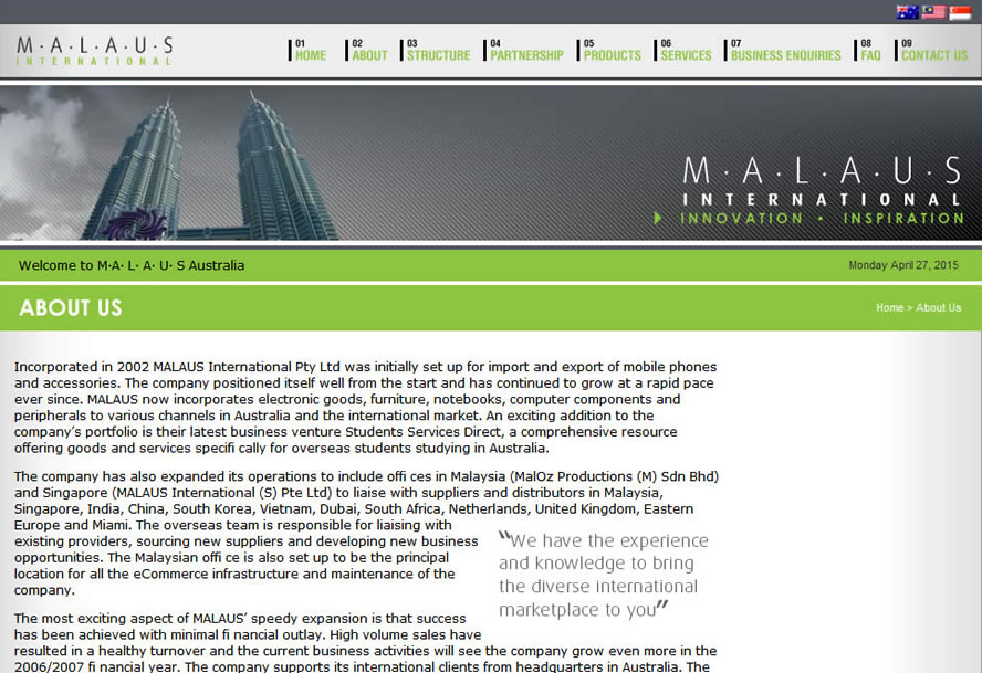MALAUS International (Website)