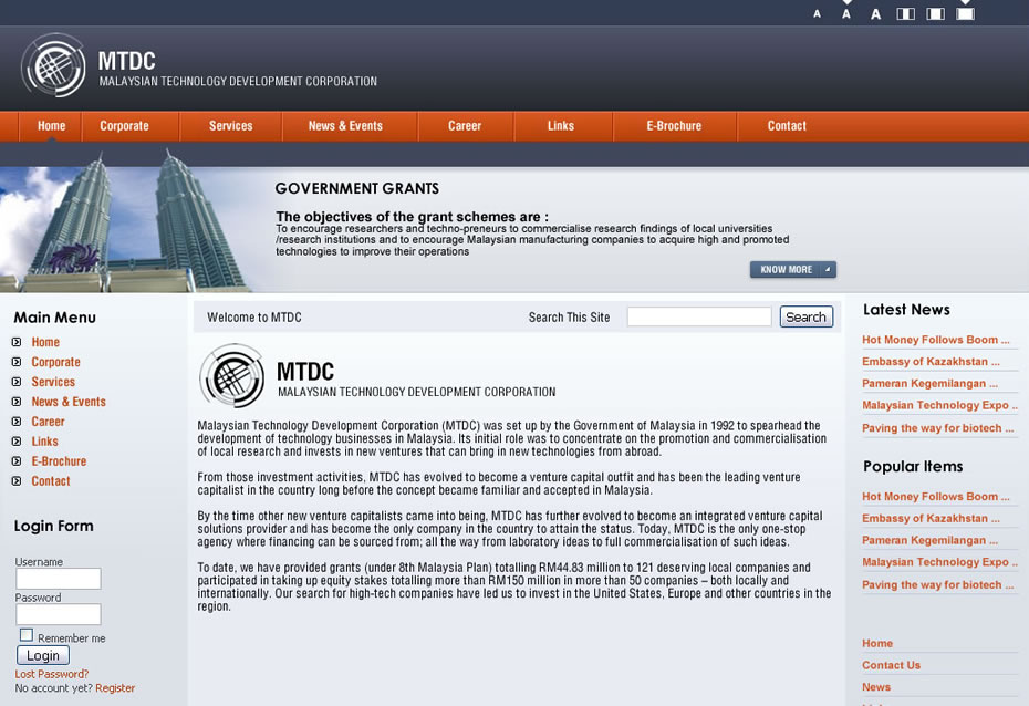 Malaysian Technology Development Corporation (MTDC) (Mockup)