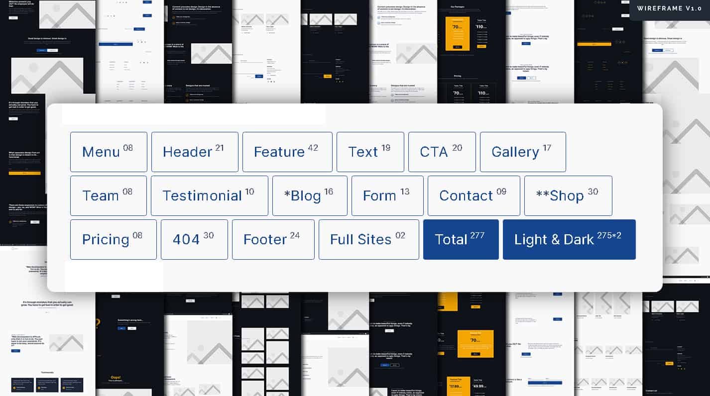 DIVI Wireframe UI Kit 1.0